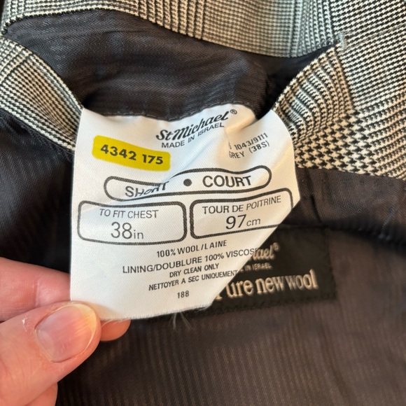 Vintage Wool Double Breasted Oversized Black Plaid Blazer - Picture 7 of 10